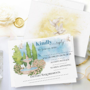 Carte Elégante Fontaine fleuris colombes Mariage RSVP