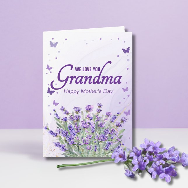 Carte Élégante Lavande Violette Nous Vous Aimons Grand-M (Créateur téléchargé)