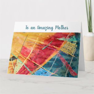 Carte Elégante Mère Extraordinaire Amour Aquarelle moder