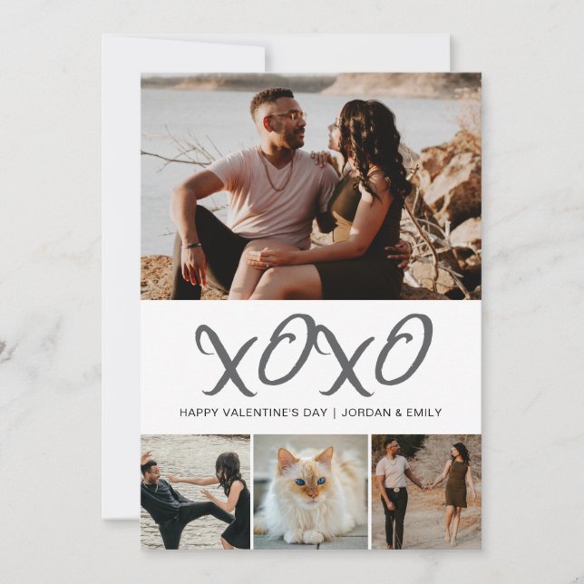 Carte élégante moderne Joyeuse Saint-Valentin 4 Ph (Devant)