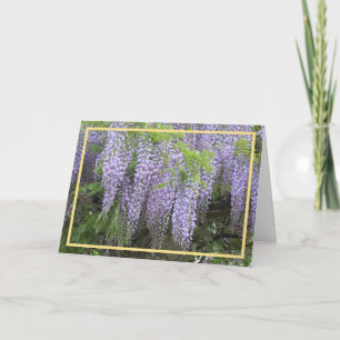 Carte Elégante Moderne Purple Wisteria Photo Cadre doré