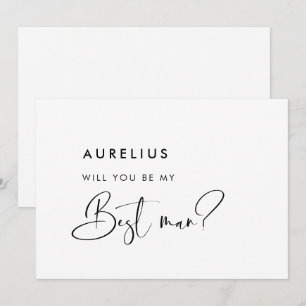 Carte élégante noir et blanc Veux-tu être mon témo