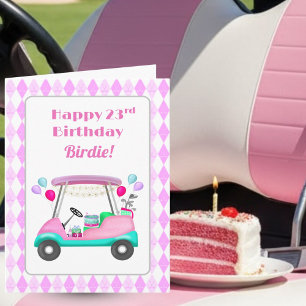 Carte Élégante partie de golf féminin Panier 23e anniver