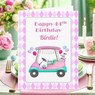 Carte Élégante partie de golf féminin Panier 44e anniver