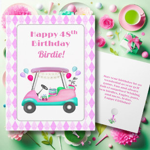 Carte Élégante partie de golf féminin Panier 48e anniver