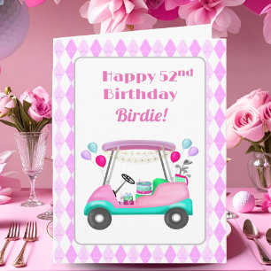 Carte Élégante partie de golf féminin Panier 52e anniver