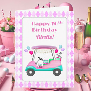 Carte Élégante partie de golf féminin Panier 70e anniver
