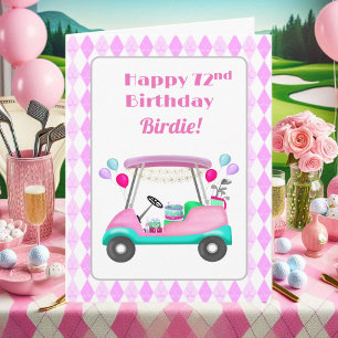 Carte Élégante partie de golf féminin Panier 72e anniver