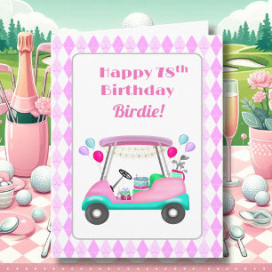 Carte Élégante partie de golf féminin Panier 78e anniver