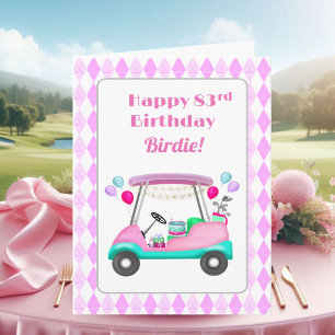 Carte Élégante partie de golf féminin Panier 83e anniver