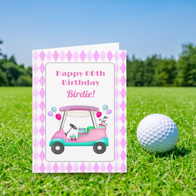 Carte Élégante partie de golf féminin Panier Anniversair (Créateur téléchargé)