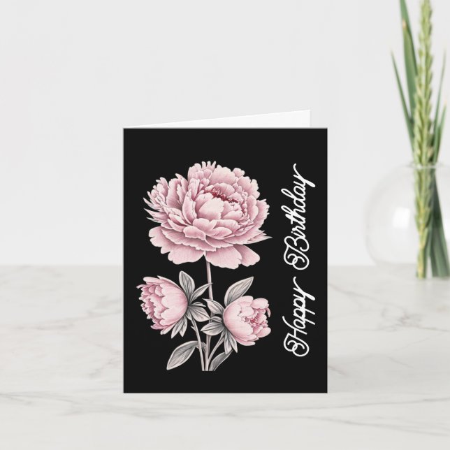 Carte Elégante Peine rose Vintage Joyeux anniversaire (Devant)