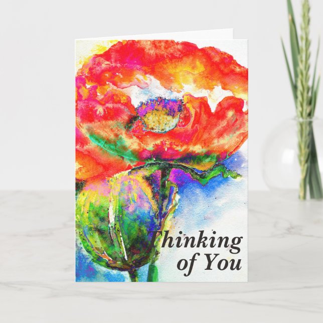 Carte Elégante peinture abstraite à l'aquarelle rouge (Devant)