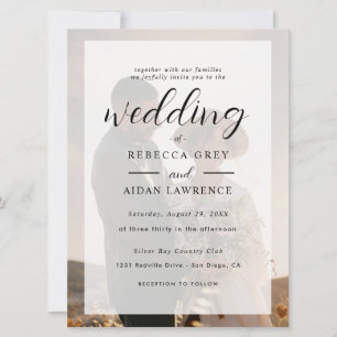 Carte Élégante Photo de Mariage avec Bordure en Or Blanc