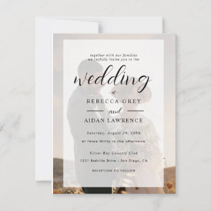 Carte Élégante Photo de Mariage avec Bordure en Or Blanc
