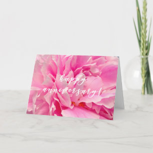 Carte Élégante photo Hot Pink Peony Joyeux anniversair