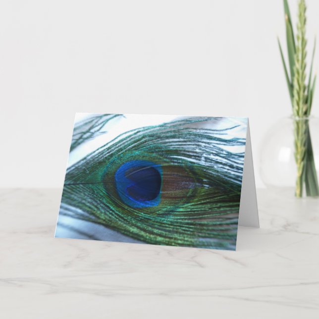 Carte Élégante plume de paon (Devant)