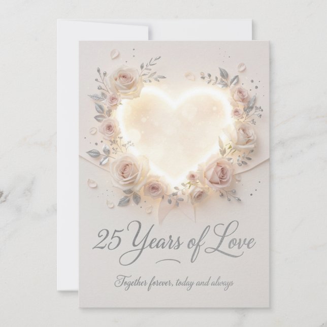 Carte élégante pour les 25 ans de mariage (Devant)
