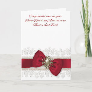 Carte élégante pour les noces de rubis de maman et