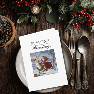 Carte Élégante Princesse & Reindeer Vintage Christmas mi