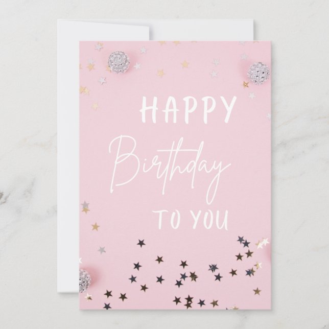 Carte élégante rose de joyeux anniversaire (Devant)
