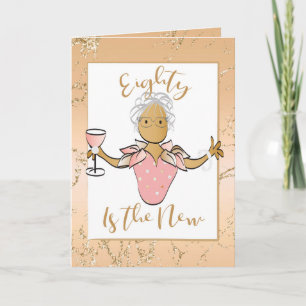 Carte Elégante Rose Gold 80th Birthday Card pour elle