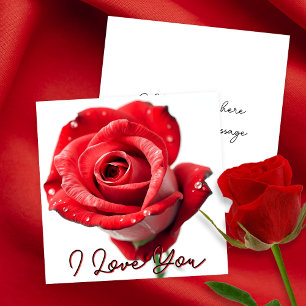 Carte Élégante Rose rouge avec script "I Love You"
