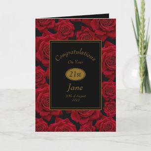 Carte Elégante Rose rouge Félicitations Anniversaire