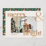 Carte Elégante Typographie Or Photo Joyeux Noël<br><div class="desc">Noël Joyeux Et Lumineux</div>