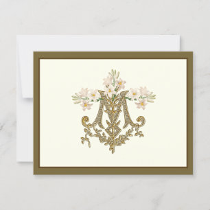 Carte Élégante Vierge Marie Gold Marian Cross Lys