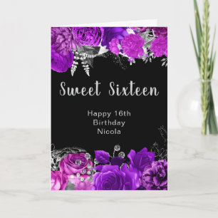 Carte Élégantes fleurs violettes et argentées Sweet Sixt