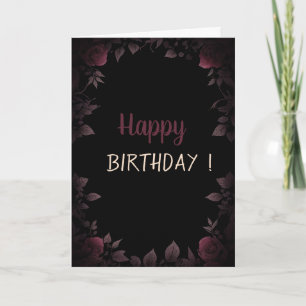 Carte Élégantes Roses Bourguignon Foncé Anniversaire Noi