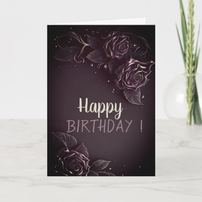 Carte Élégantes roses chic gothiques d'anniversaire (Devant)