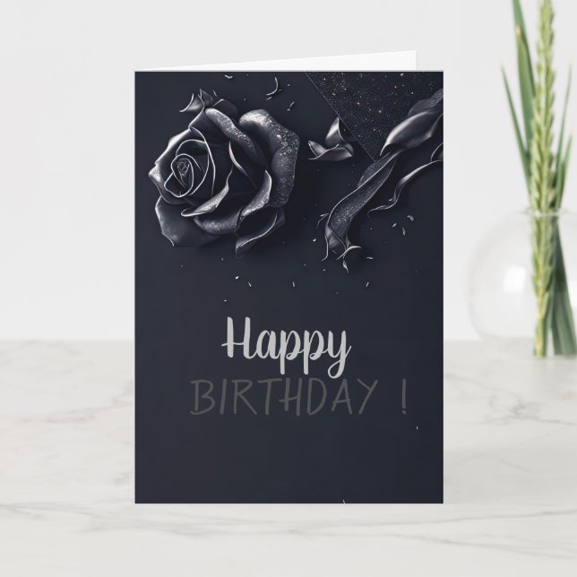 Carte Elegantes Roses Gothique Anniversaire (Devant)