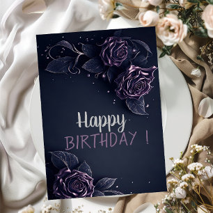 Carte Élégantes Roses Violettes Gothiques Anniversaire