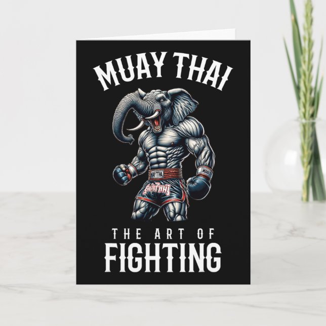 Carte Élément Muay Thai - Kickboxing et éléphant thaï  (Devant)