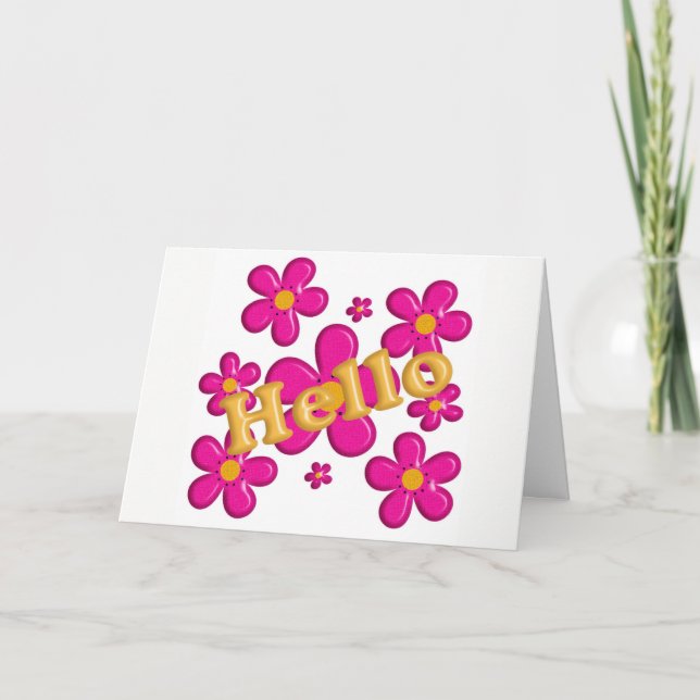 Carte Élément rose floral. Bonjour . (Devant)