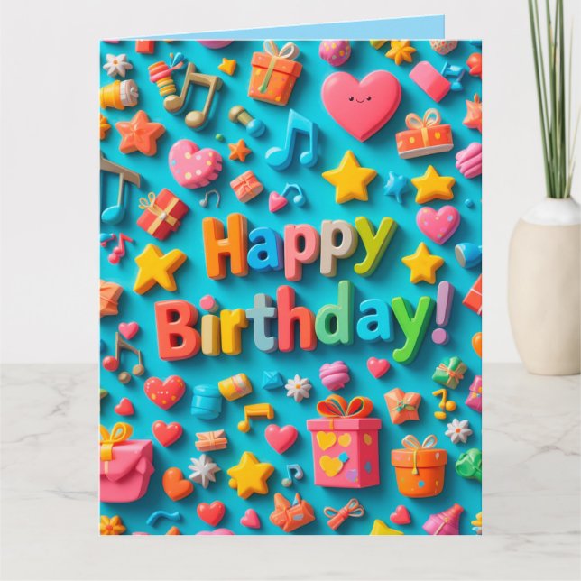Carte Éléments colorés de célébration d'anniversaire (Devant)