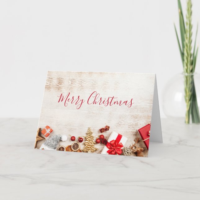 Carte Éléments sur le thème de Noël sur une planche en b (Devant)