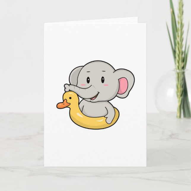 Carte Éléphant à la baignade avec bouée (Devant)