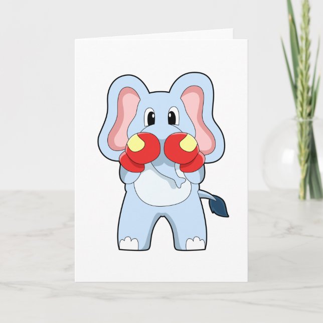 Carte Éléphant à la boxe avec des gants de boxe (Devant)