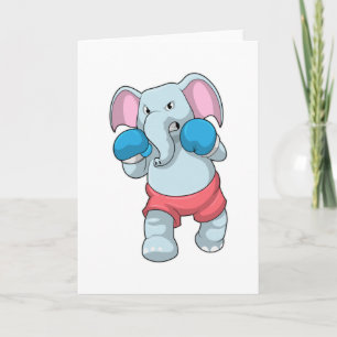 Carte Eléphant à la boxe avec gants de boxe