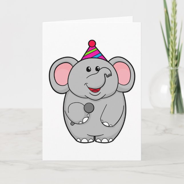 Carte Éléphant à la fête avec microphone (Devant)