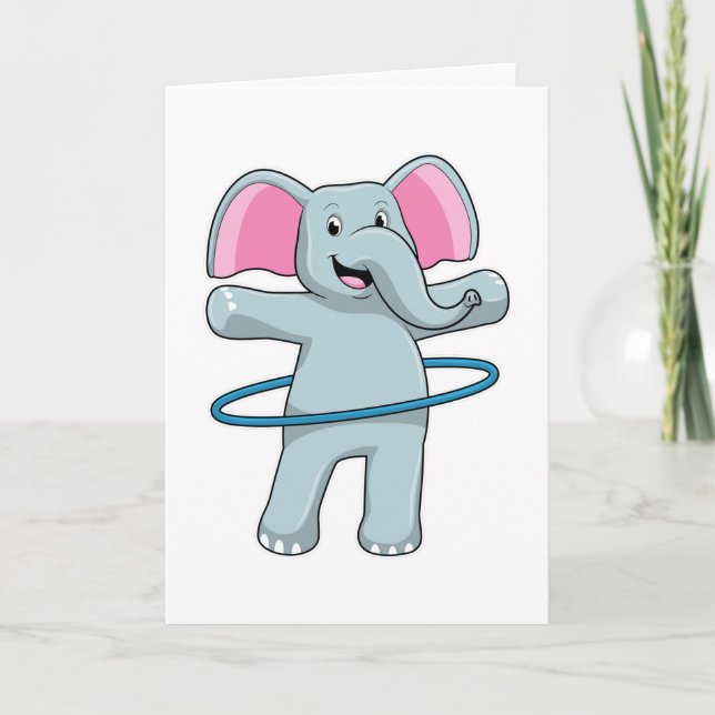 Carte Éléphant à la forme physique avec des pneus de fit (Devant)