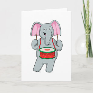 Carte Éléphant à la musique avec tambour