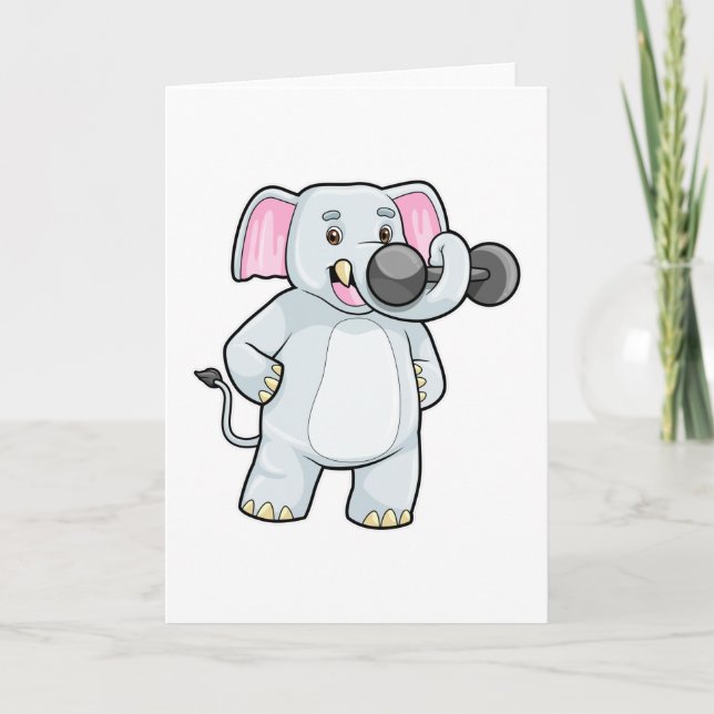 Carte Éléphant à l'entraînement en force avec haltère (Devant)