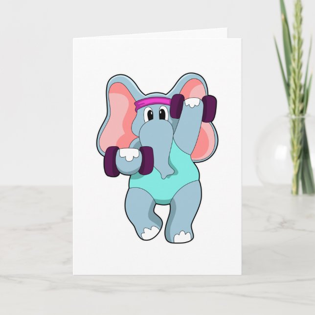 Carte Éléphant à l'entraînement en force avec Haltères (Devant)