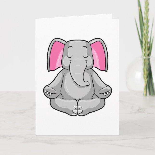 Carte Eléphant au yoga en jambe (Devant)