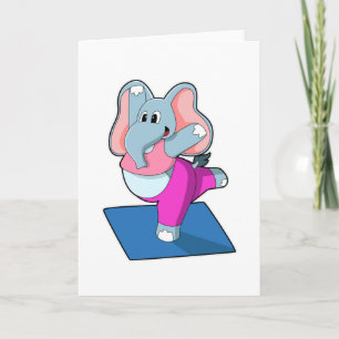 Carte Éléphant au yoga faisant des exercices d'étirement
