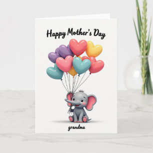 Carte éléphant aux ballons pastel
